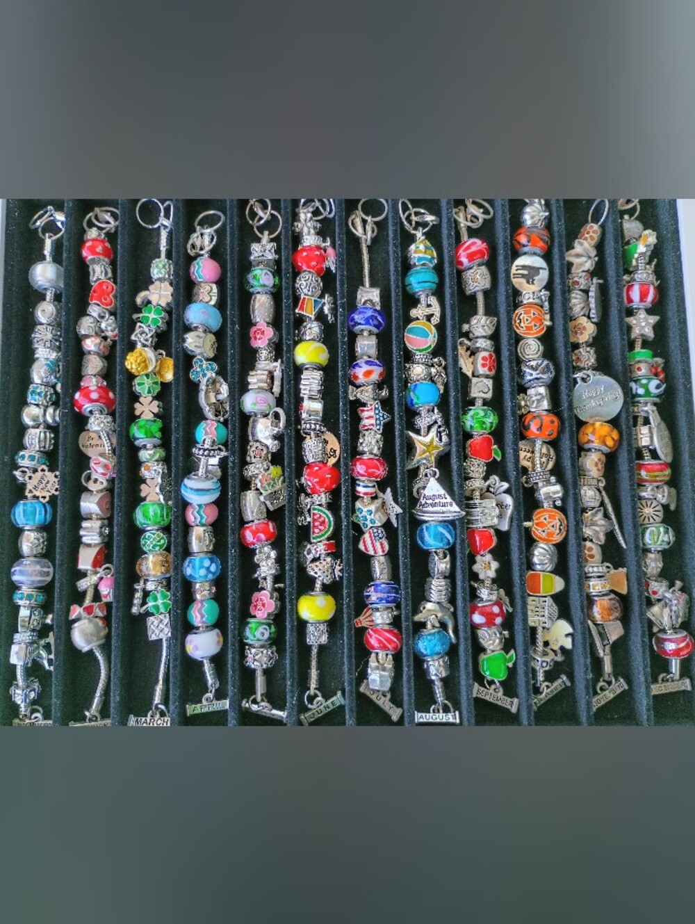Complete Willabee & Ward 12-Month Holiday Charm Bracelet Set with Case